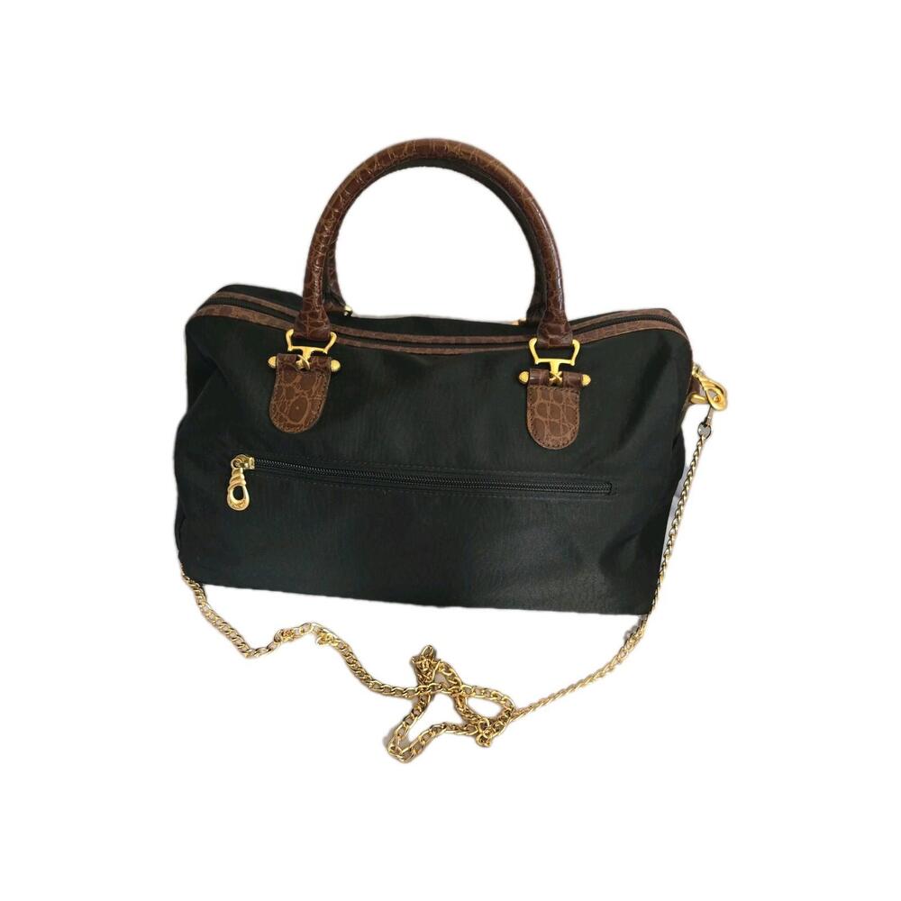 Balenciaga Boston Nylon Handbag Gold Hardware Leather Trim
